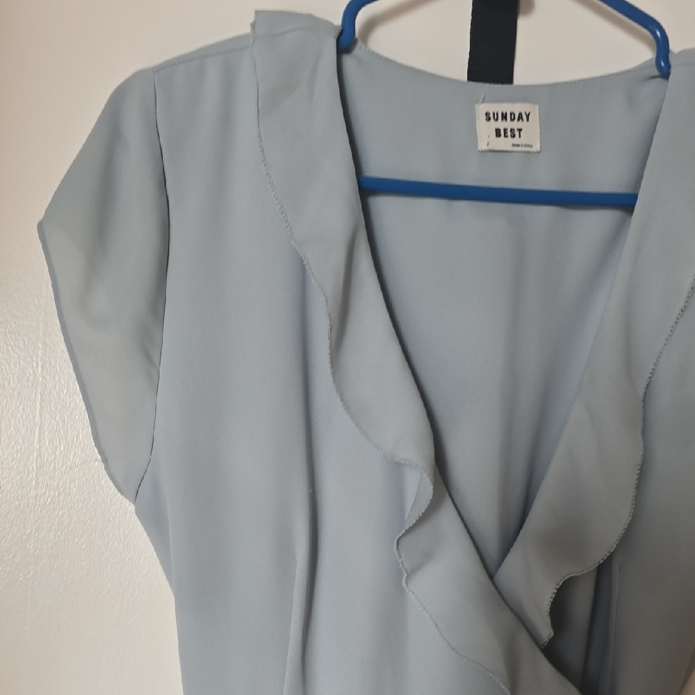 Sunday Best Sky Blue Ruffle Mini Dress - Picture 3 of 10